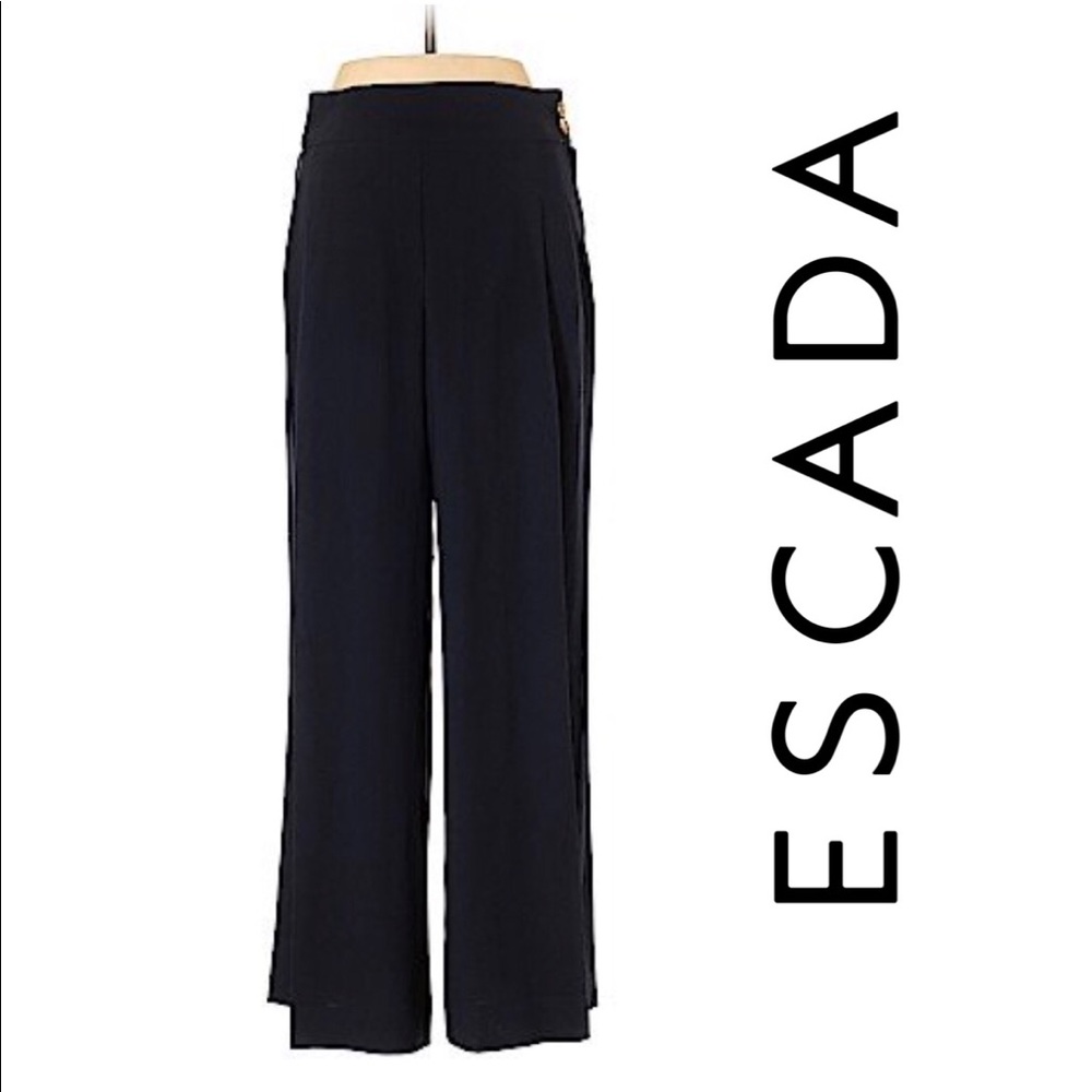 ESCADA Black Wide Legged Pants with Gold Buttons
